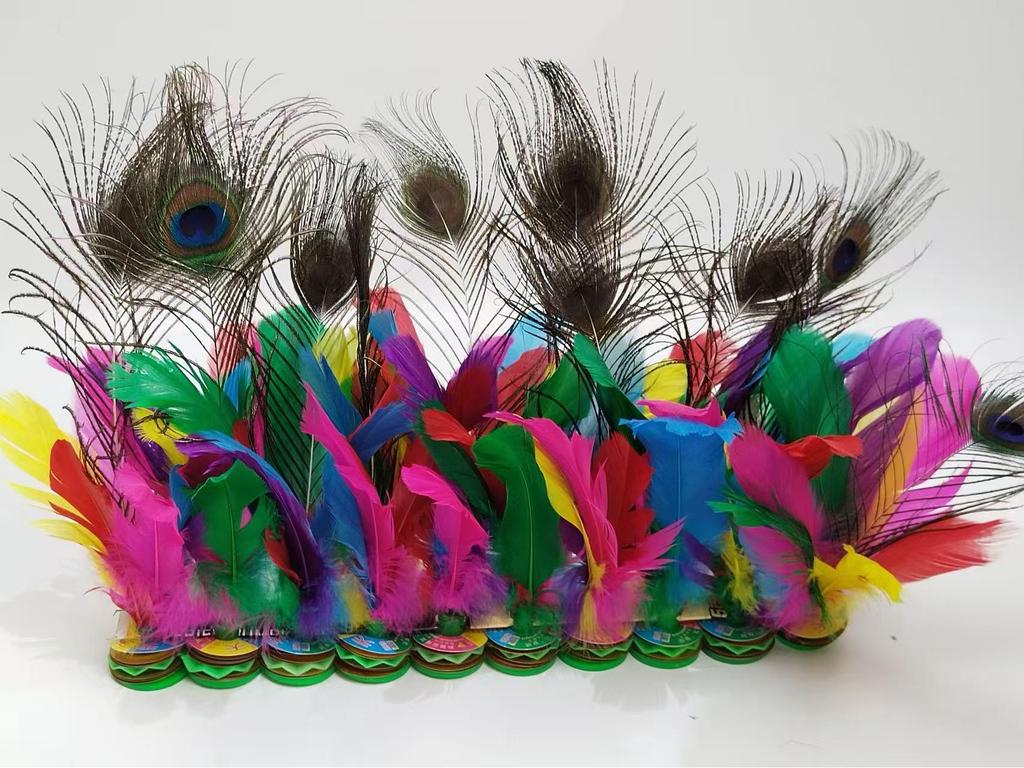 Jianzi Coloré à Plumes pour Étudiants - Grand, Plume d'Oie