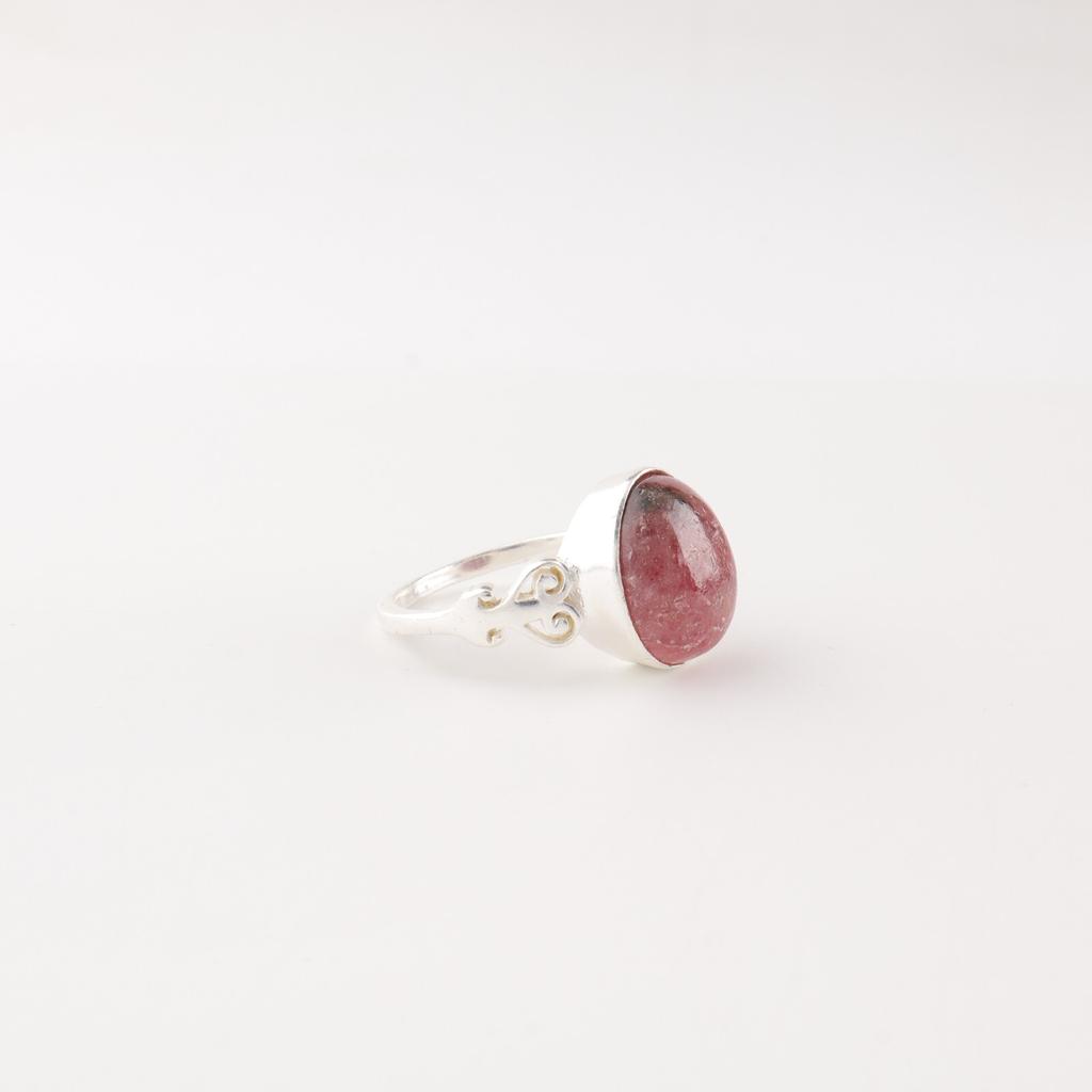 Natural Black Rhodonite Gemstone925 Sterling Silver Jewelry Handmade Girls Ring RR-66-33