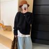 Autumn and winter new thick round neck labeling pullover sweater women's loose soft waxy solid color Korean version knitted sweater top outside