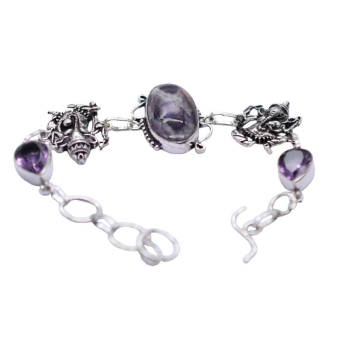 Amethyst Gemstone Silver Plated Handmade Bracelet Jewelry BR 143