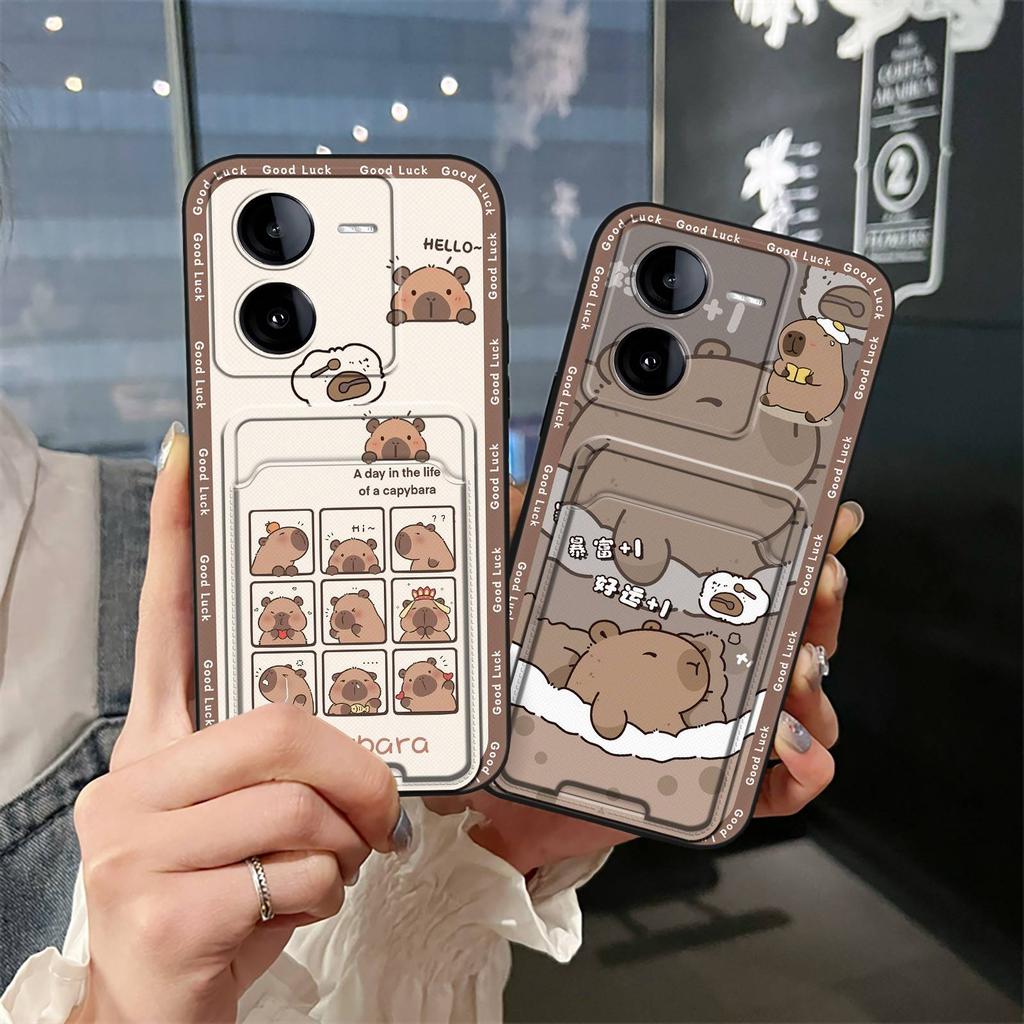 Shockproof Protective Phone Case For VIVO IQOO Z8 Anti-knock Full Wrap Cute Cartoon Card Bag Dirt-resistant Card Slot