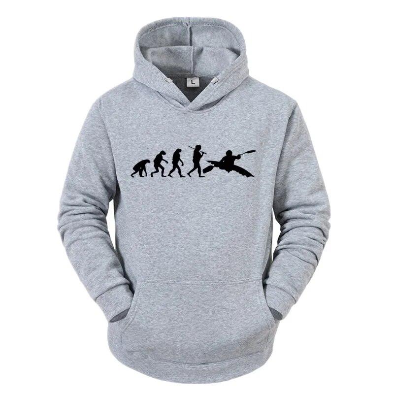 Ewolucja Kajakarstwa Ludzkiego Bluza z Kapturem Nowa Moda Najwyższa Jakość z Kapturem Casualowa Odzież Unisex Ewolucja Projektu Kajaka Bluzy