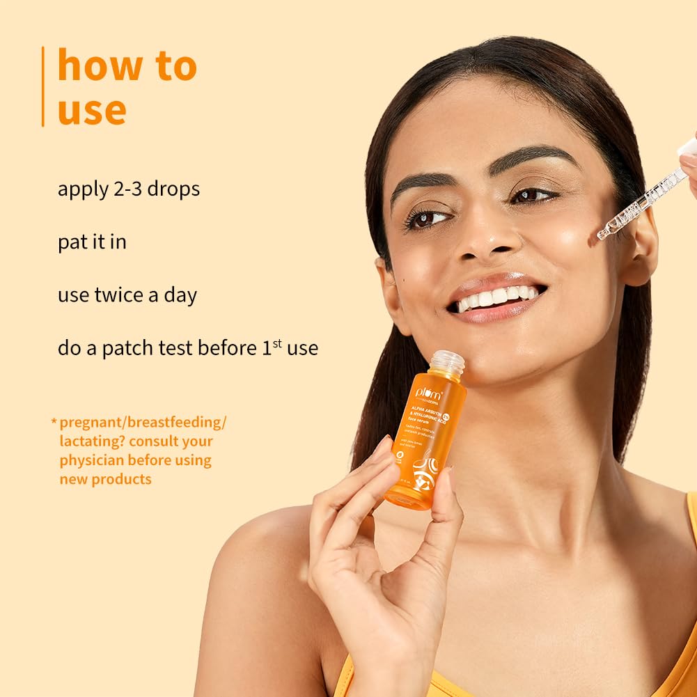 Plum 2% Alpha Arbutin & Hyaluronic Acid Face Serum 30 ml Pack | Brightens Skin | Fades Tan | Hydrating Serum