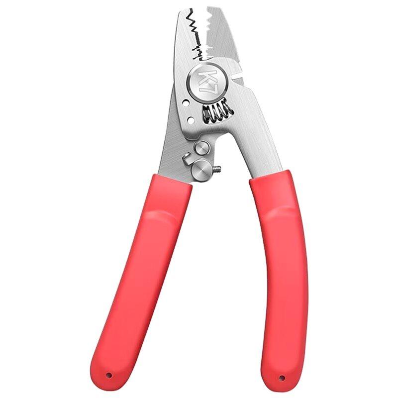 ABUO-K7 Stainless Steel Fiber Stripper 7 In 1 Fiber Optic Stripping Tool FTTH Optical Fiber Aramid Fiber Wire Cutter Pliers