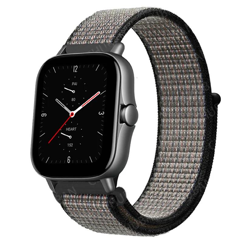 20mm/22mm Nylon Loop watch band For Amazfit GTS/4/2e/3/GTS2 Mini/GTR 4/3 pro/47mm/GTR2/2e/stratos Bracelet Amazfit bip-u strap