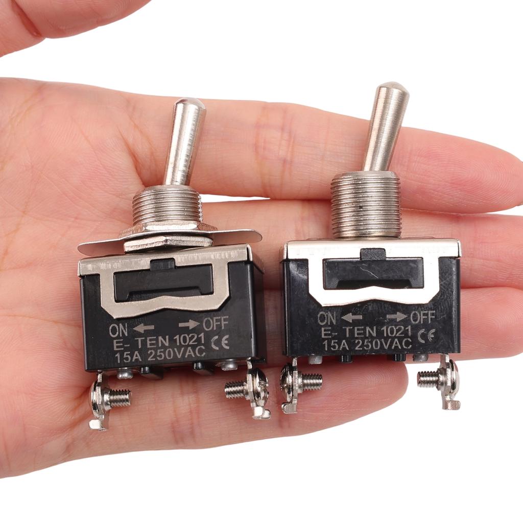 Heavy Duty Toggle Flick Switch with Waterproof Cover 15A 250V Rocker Switch Car Boat On Off SPST Terminal Auto Toggle Switch Pushbutton Switches 3