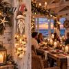 Coastal Style Christmas Window Light Santa Wooden Wall Hanging, LED Lighted Ornament with Rustic Ocean Flair Holiday Seashell, Starfish &