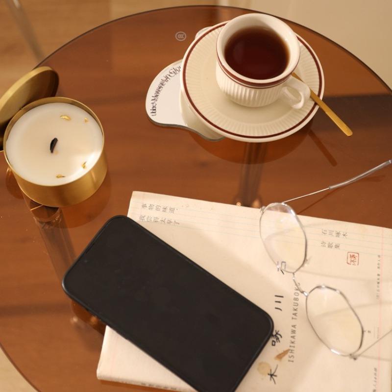 Retro Stainless Steel Coffee Table Luxury Round Glass Corner Tables Living Room Small Side Table Home Decoration Furniture