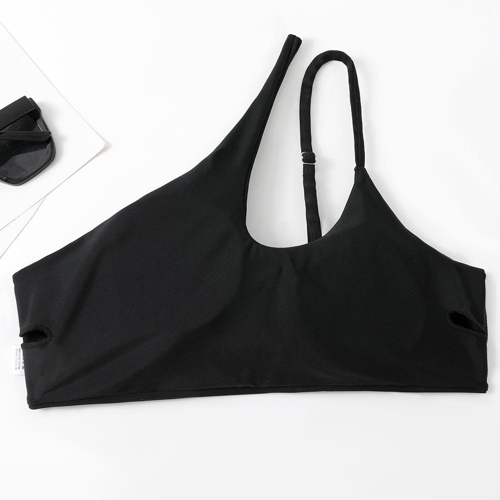 Women's One-Shoulder Solid Color Sexy Two-Piece Bikini Swimsuit