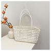 Stylish and simple handbag summer new woven striped hollow bag storage basket pastoral vegetable basket shoulder bag