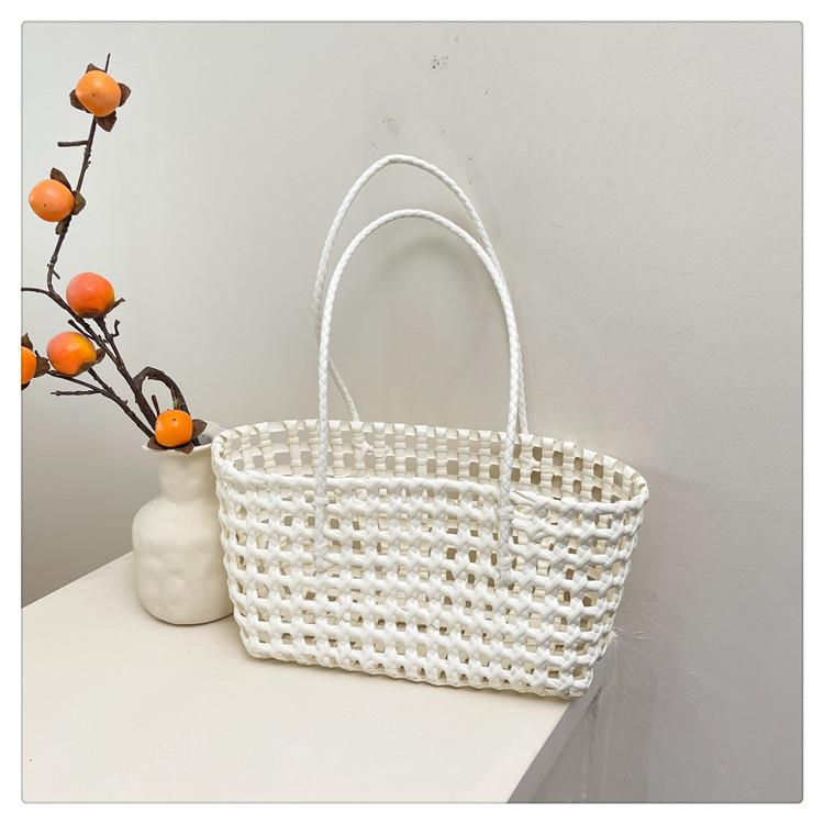 Stylish and simple handbag summer new woven striped hollow bag storage basket pastoral vegetable basket shoulder bag