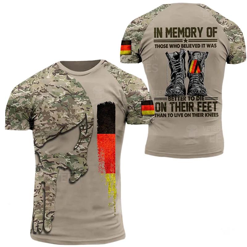 Vintage Retro T Shirt Deutschland Germany Eagle 3D Print MMA Kick Boxing Muay Thai National Flag Unisex Men Women Short Sleeve Quick Dry Streetwear