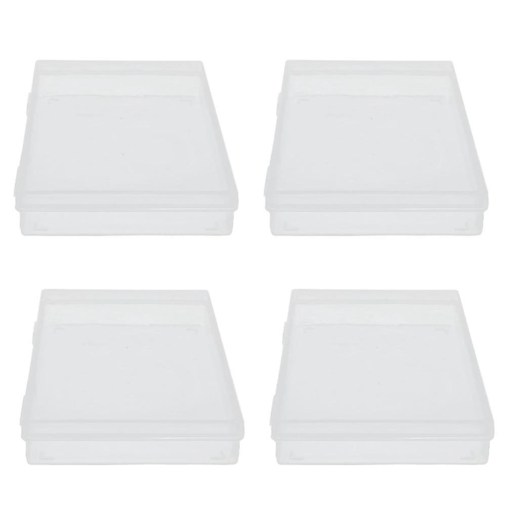 4pcs Transparent Hinged Cover Box PP Storage Container Multipurpose Storage Box  Office Supplies
