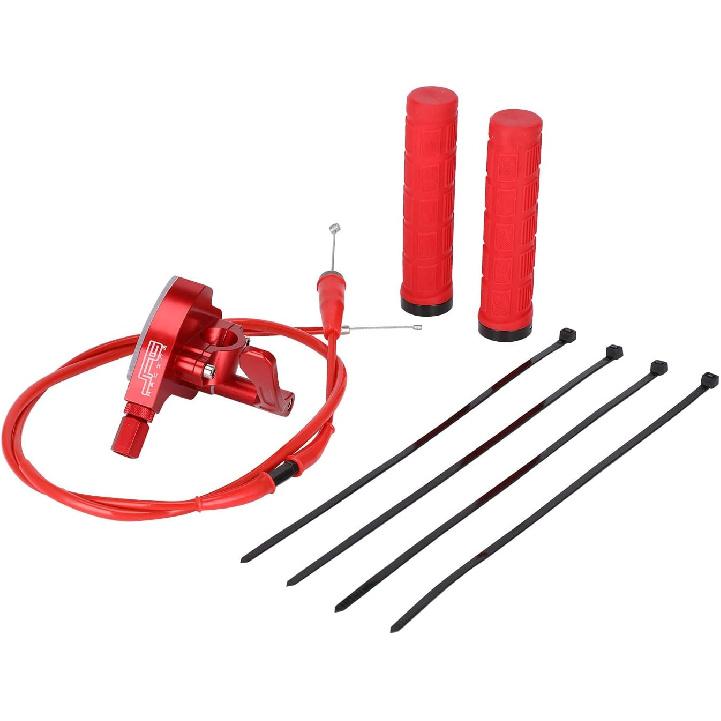 JFG RACING 7/8   22mm Thumb Throttle Cable Transparent Throttle Accelerator Handle Assembly CNC for 50cc 70cc 90cc 110cc 125cc 250cc ATV Mini Bike красный