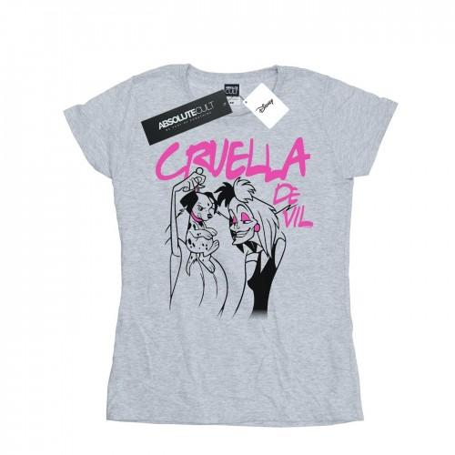 

Disney Womens/Ladies Cruella De Vil Collared Cotton T-Shirt XXL білий