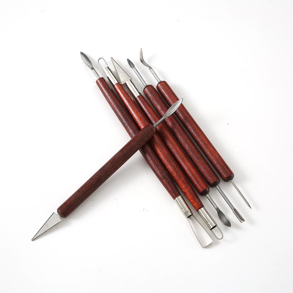 DIY Pottery Tools Set: 6-Piece Kit with Clay Carving, Steel Wire Cutting & Double-Headed Trimming Knives
