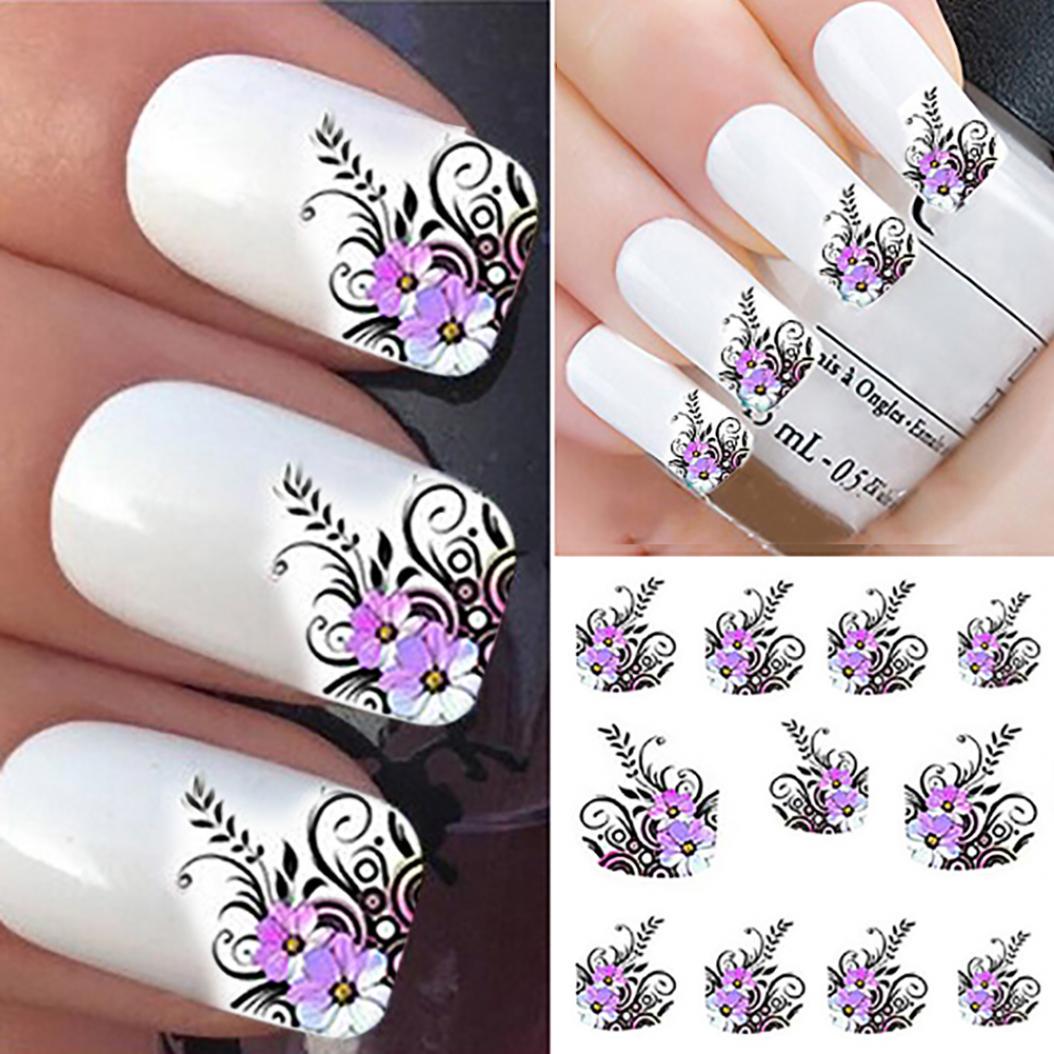 

DIY лозы цветка воды передачи ногтей маникюр советы наклейки наклейки листа