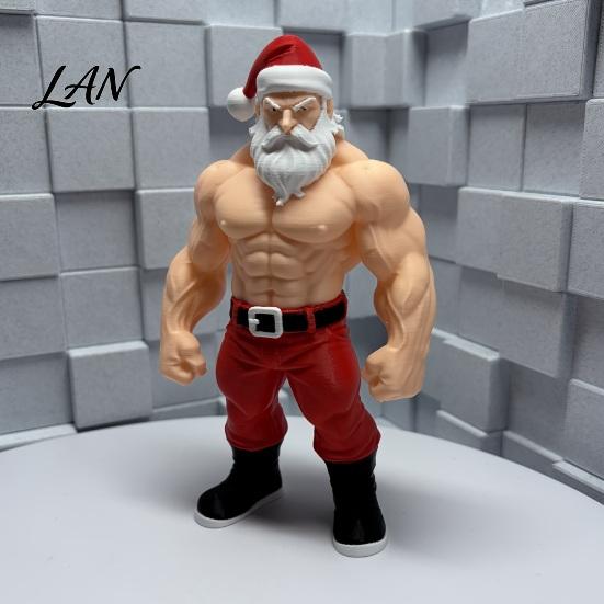 Modern Festive Room Accents 3D Printed Fitness Santa Claus Figurine, Muscular Statue, Cool Gym Theme Christmas Gifts Creative Sports Figure