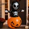 Wind Resistant Inflatable Grim Reaper Halloween Decoration, Large Spooky Blow Up Rebound Figure with Pumpkin for Yard, Lawn, Porch, Haunted