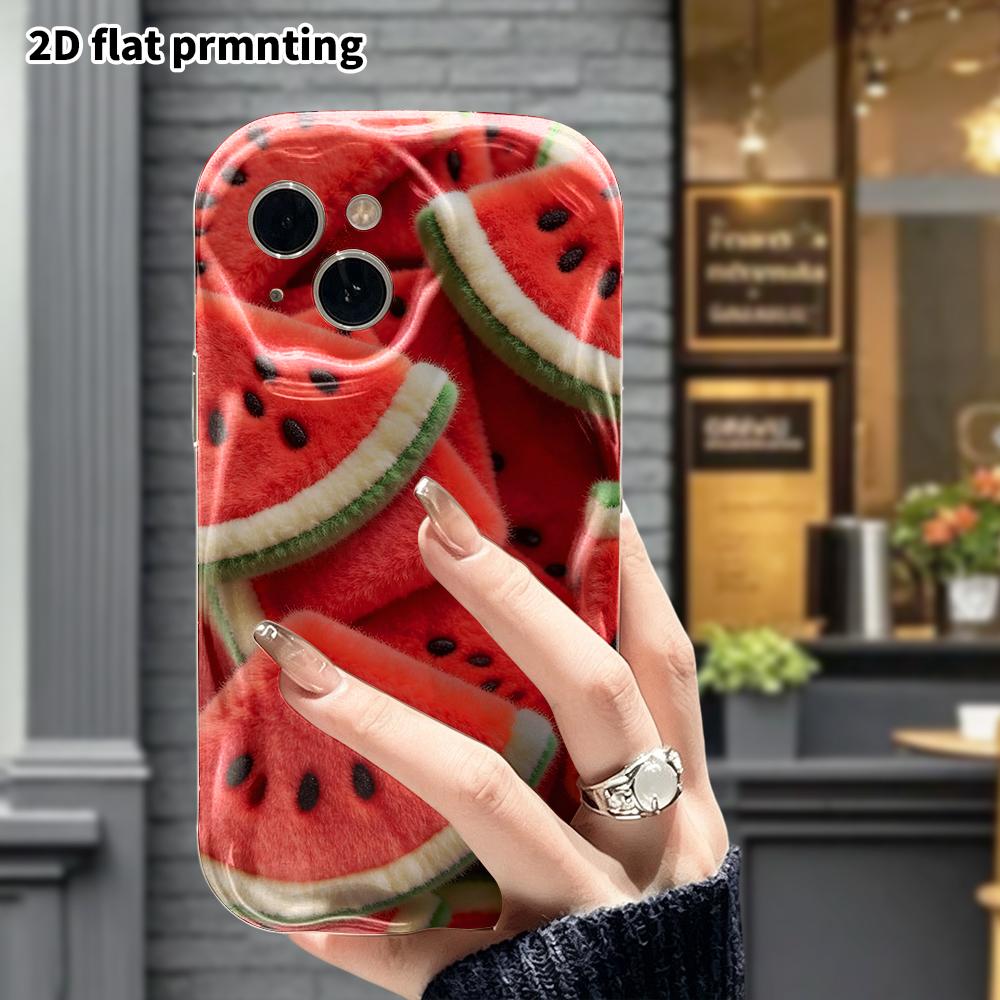 Phone Case: 2D flat, fits iPhone 18, 17, 16, 15, 14, 13, 12Pro protective case, watermelon slice, perfect Christmas and Halloween holiday gift