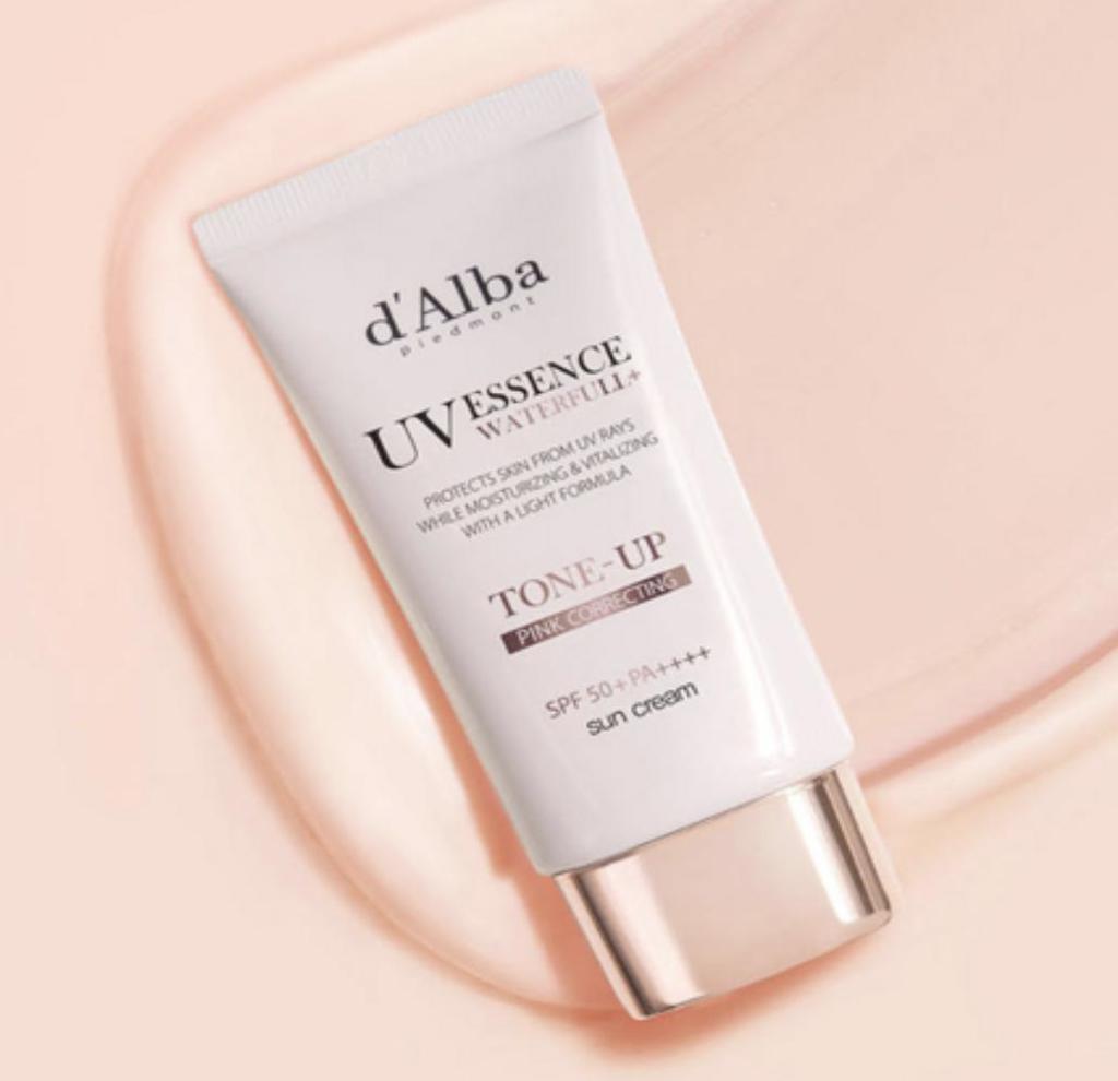 d'Alba Waterfull Tone-Up Sun Cream Pink Brightening Glow 50ml Vegan Sunscreen Daily Sunblock