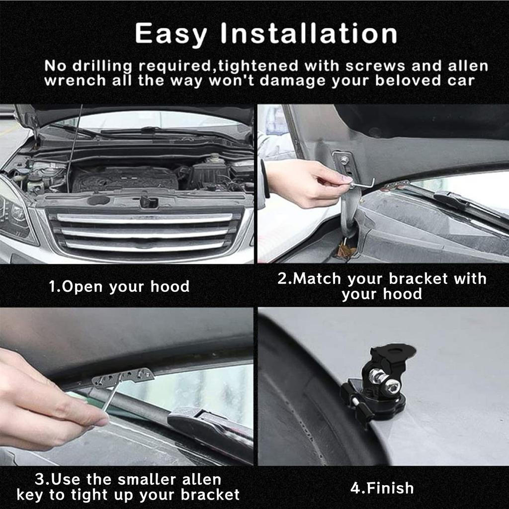 Engine Hood LED Light Bar Mounting Bracket Work Light Mount Holder Base Universal for Cars Sedans Trucks UTVs SUVs