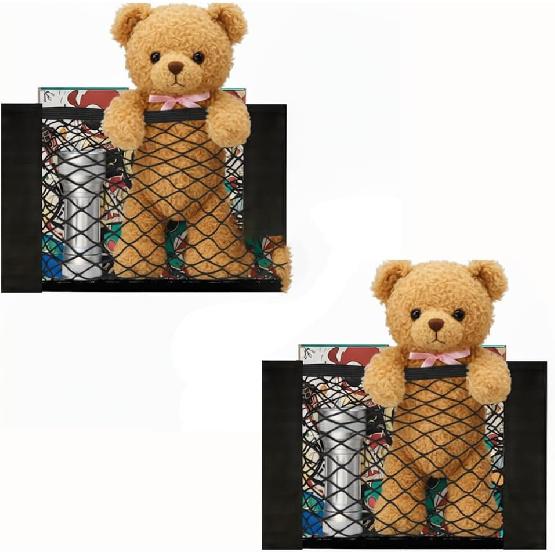 2 Pcs Back Seat Car Organizer Net for SUV, RV ide Storage Organization Universal Cargo Mesh Bags, Adhesive Elastic Net Holder Accessories Pouch for