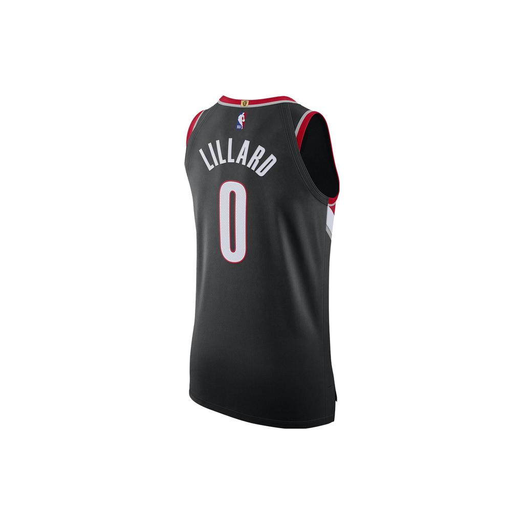 Nike NBA Logo Print V-Neck Basketball Jersey Icon Edition Portland Trail Blazers Damian Lillard Player Jersey 0 Men jersey Black CW3459-011