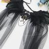 Design Black Yarn Black Tulle Draped Veil Black Feathered Shoulder Wrap Cape with Lace Collar Tulle Veil for Women for Halloween