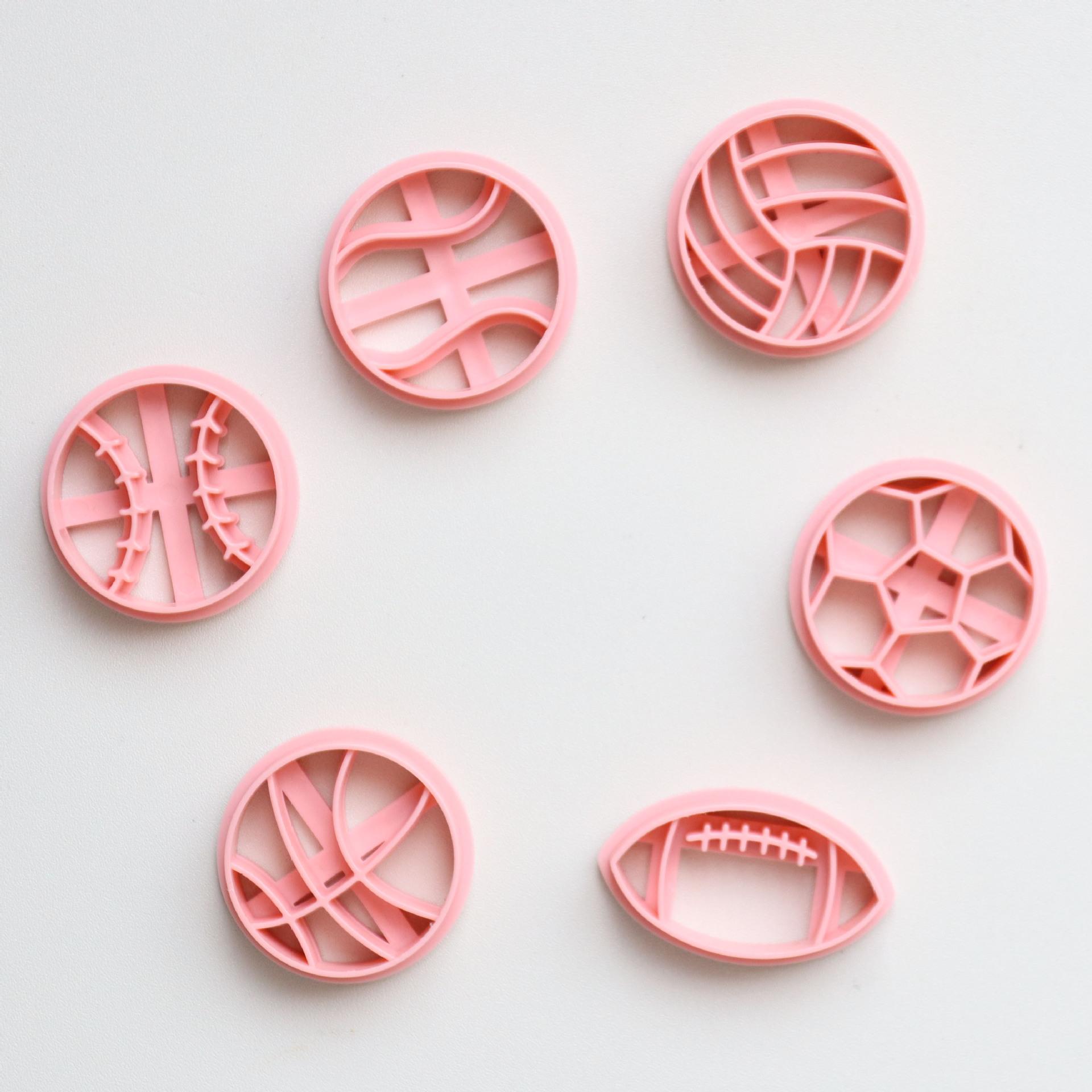 

6PCS Sports Balls Clay Stamp Set, ABS Plastic Earring Molds for Polymer Clay DIY Jewelry Making, Embossing & Craft Stamps