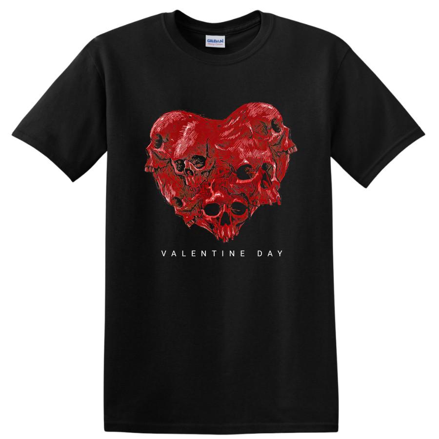 Skull Heart Graphic T Shirt for Halloween Lovers Red Cute Gothic Tee