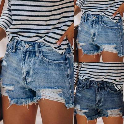 Dames elastische gat kwastje sexy mode hoge taille denim shorts