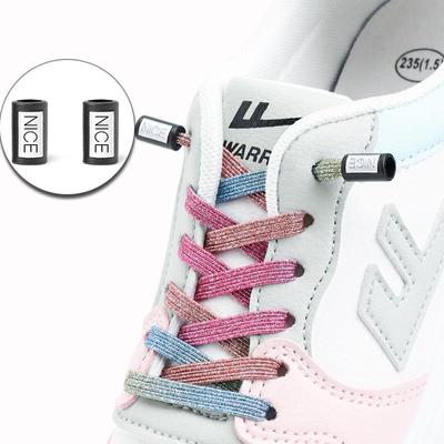 Mode SCHÖNE Schnürsenkel ohne Krawatte, elastische Schnürsenkel, Sneakers, bunte flache Schnürsenkel ohne Krawatten, glitzernde Schnürsenkel für Kinder und Erwachsene für Schuhe