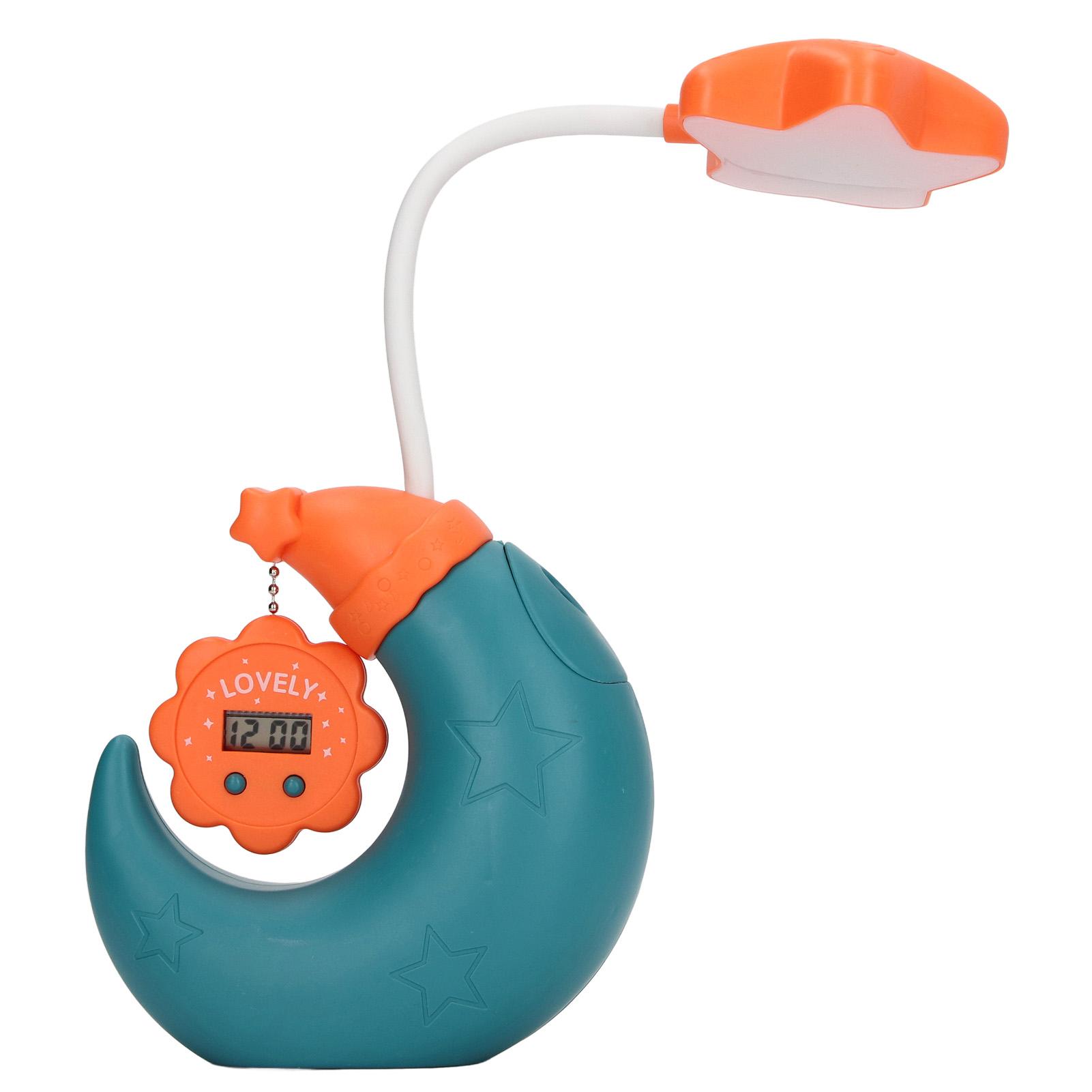 

Pen Holder Desk Lamp USB Charging Eye Cartoon LED Table Light with Mirror Electronic Clock for Kids