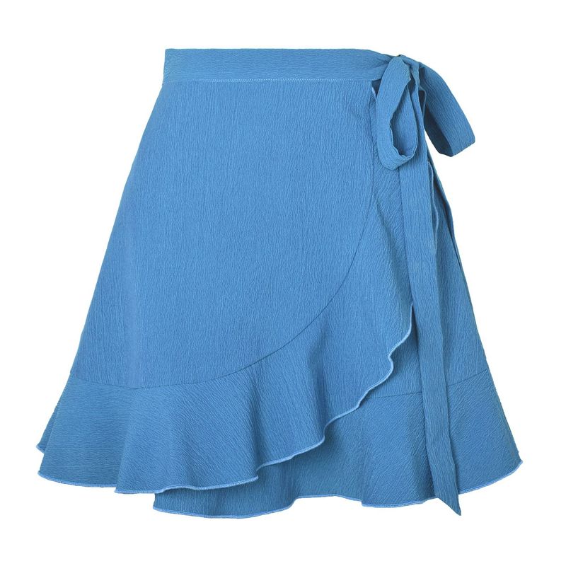 

Solid Color Lace up Loop Half Length Skirt Solid Lace-up Skirt for Women Blue XL
