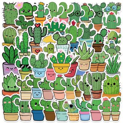 50PCS Cute Plants Cactus Graffiti Star Film Glitter Stickers Kid Toys Laptop Mobile Luggage Scrapbook Skateboard Creative Sticke