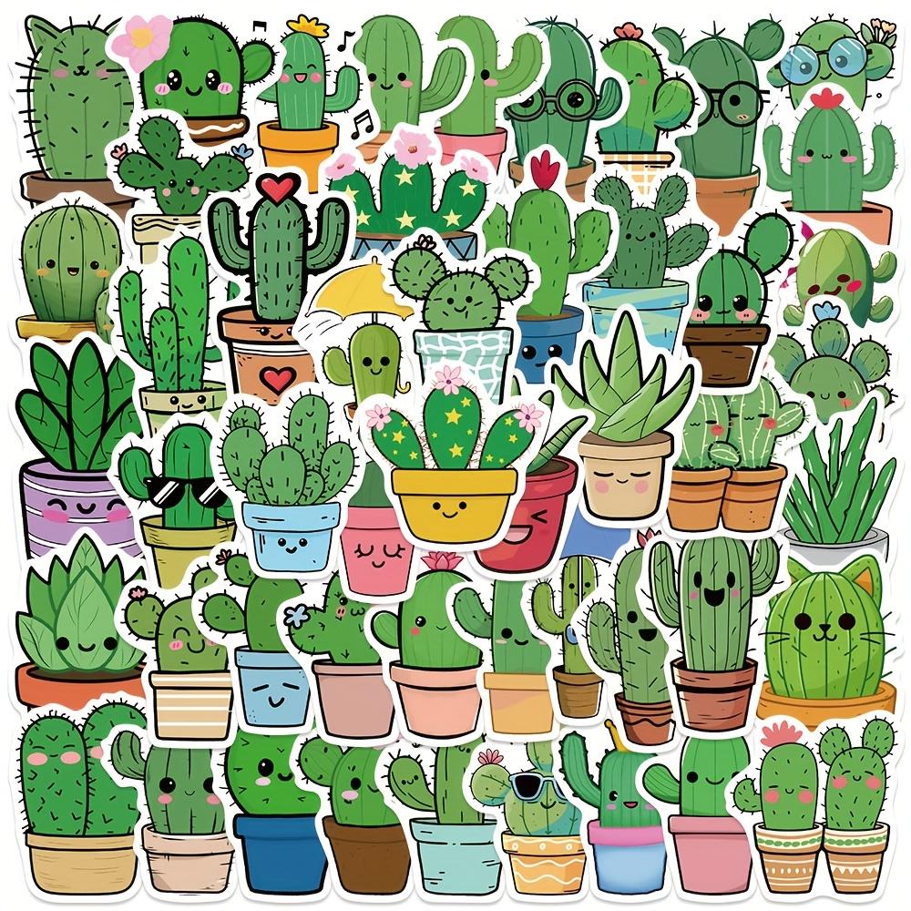 50 PZ Piante Carine Cactus Graffiti Stella Pellicola Glitter Adesivi Giocattoli per Bambini Laptop Cellulare Bagagli Album Skateboard Adesivi Creativi