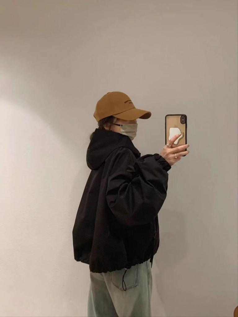 Trendy Mint 2025 Women's Hooded Jacket: Casual Spring/Autumn Windbreaker, Loose Fit, Short Length