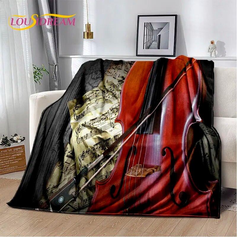 Classical Violin Instrument Music Soft Plush Blanket,Flannel Blanket Throw Blanket for Living Room Bedroom Bed Sofa Picnic Cover