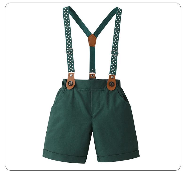 British Gentleman Summer Children's Shorts Set: Short-Sleeved Formal Wear for Boys.