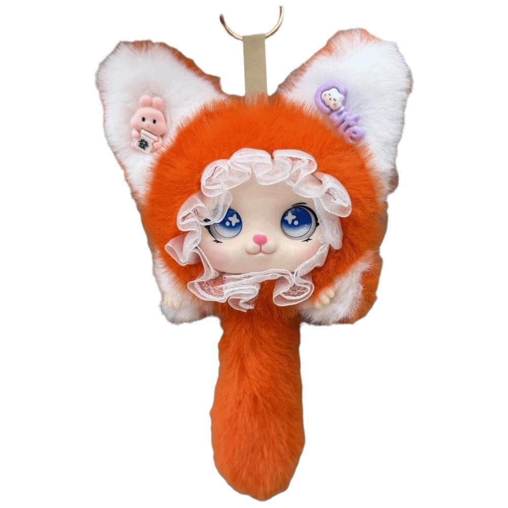 Hanging Charm Plush Cat Keychain Lace Border Bag Decoration Cartoon Furry Cat Pendant  Pendant