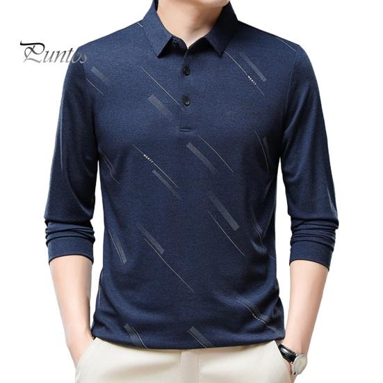 

Мужская деловая рубашка, приталенная футболка с длинным рукавом и лацканами, однотонный топ для мужчин среднего и пожилого возраста, повседневная рабочая одежда XL темно-синий