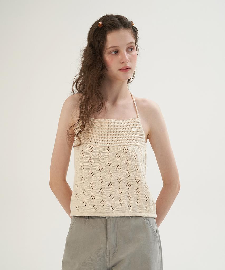 Sseomweeobeoteo Skashi Halter Neck Knit Sleeveless - Cream