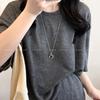 Koreanische Silber Geometrischer Anhänger Lange Halskette - Vielseitige Alltags-Pulloverkette für Frauen