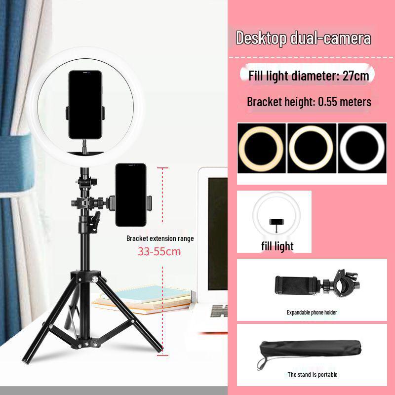 Live Streaming Phone Stand with HD Fill Light and Multifunctional Tripod
