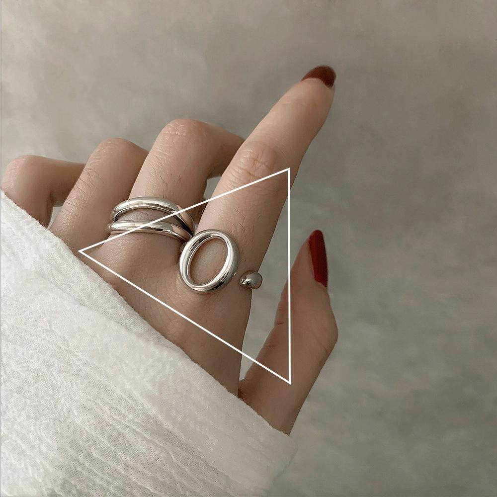 VENTFILLE 925 Sterling Silver Rings New Party Jewelry Vintage Charm Double Layer Geometric Nail Design Accessories Gift Dropship