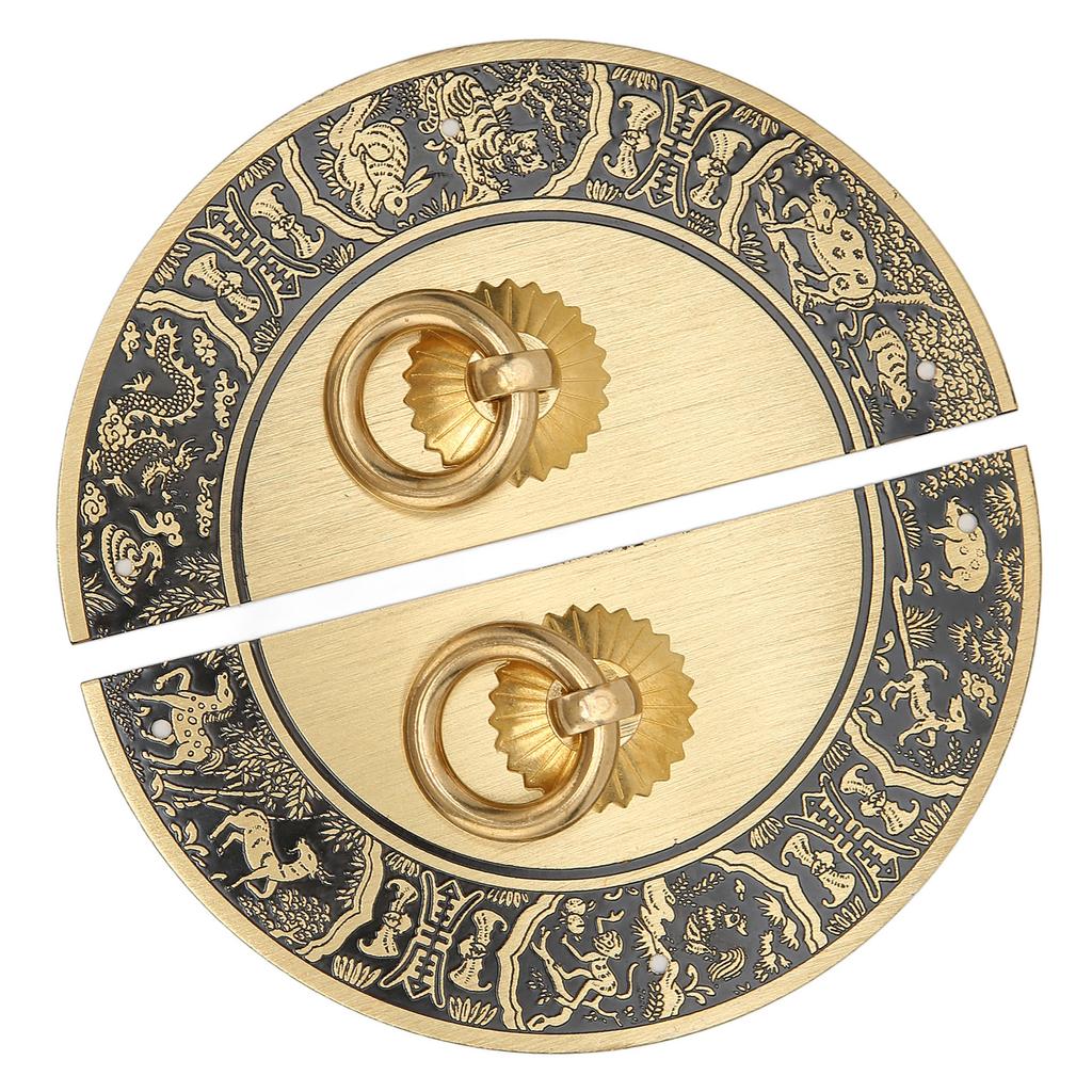 Antique Cabinet Handles Brass Round Panel Decorative Double Cabinet Pulls for Wardrobe Bedroom