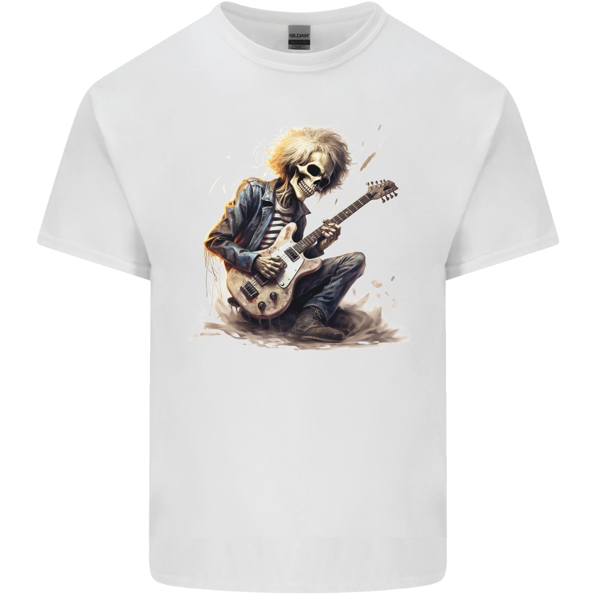 Skull Punk Rock n Roll Heavy Metal Electric Guitar Unisexs Light Cotton TShirt S