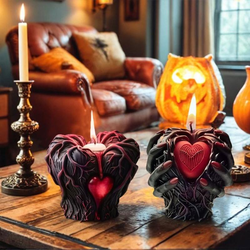 Silicone Molds Halloween Holding Heart Candle Molds Casting Molds Handmade Plaster Molds Craft Supply for Candle Making