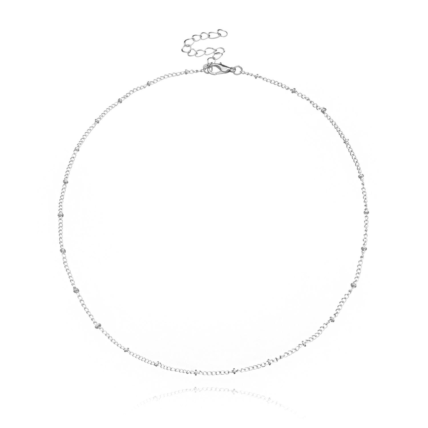 

Europe, America, simple and fashionable metal copper bead chain short necklace, personalized versatile street necklace срібний